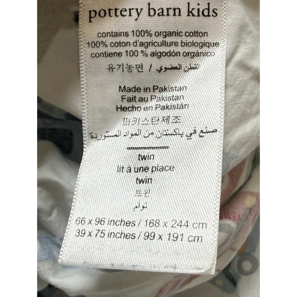 Pottery Barn Kids Organic Cotton Twin Fitted Sheet  Transportation Cars Trucks